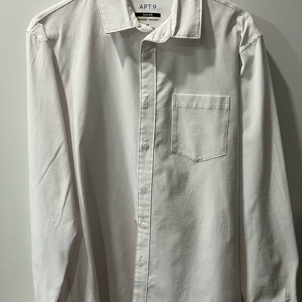 Apt. 9 Premier Flex Untucked Fit Men's Classic White Button Down Shirt